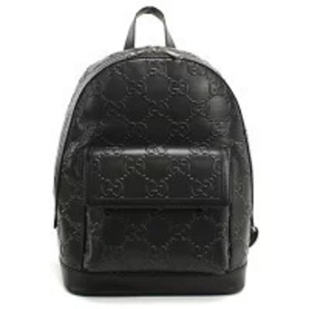 Gucci Backpack Rucksack Daybag GG Embossed Leather Black Travel Bag Cool